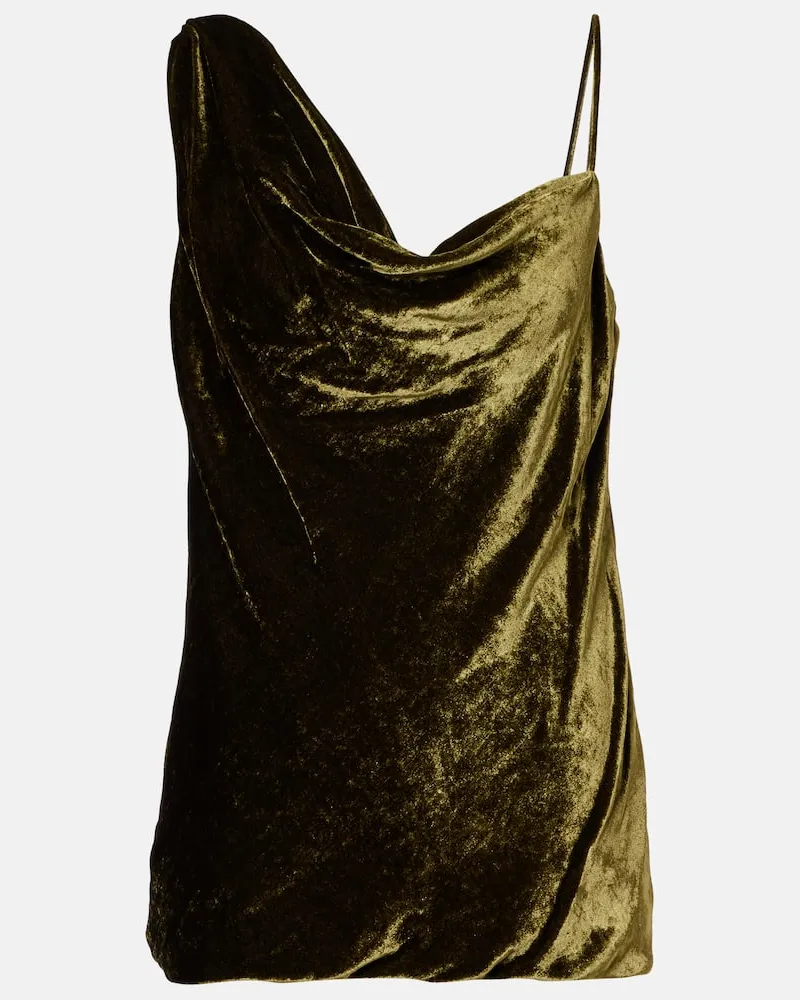 Dries van Noten Top aus Samt Grün