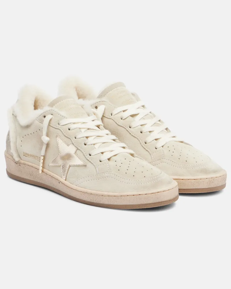 Golden Goose Sneakers Ball Star aus Veloursleder mit Shearling Beige