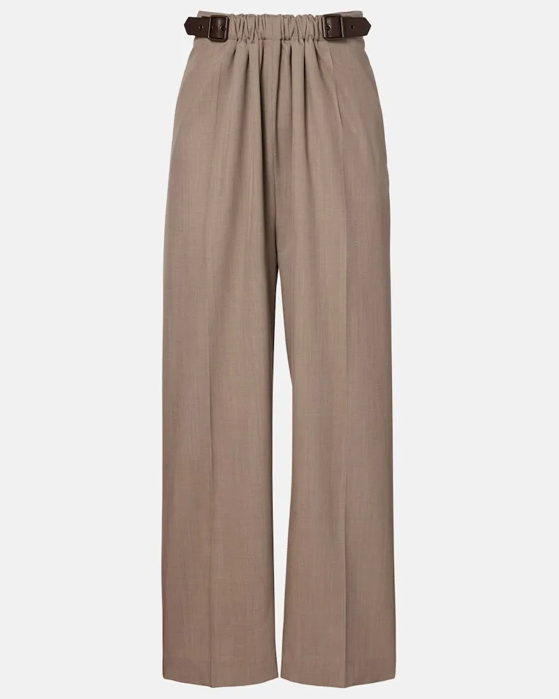 Loewe Weite Hose aus Wolle Beige