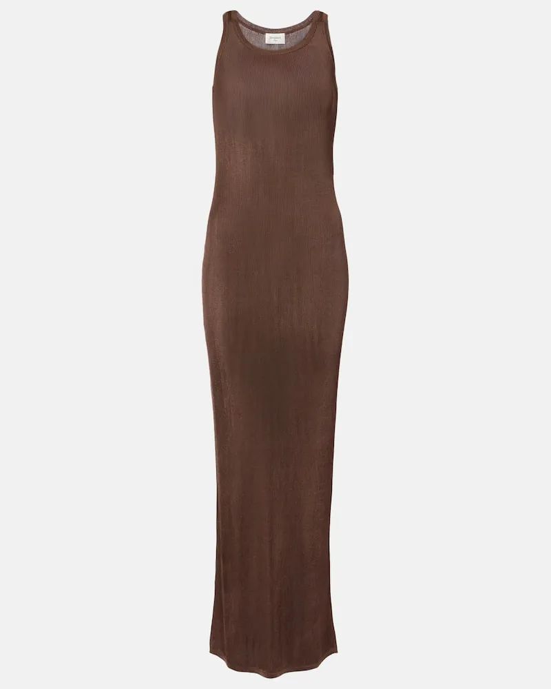 Saint Laurent Maxikleid aus Rippstrick Braun