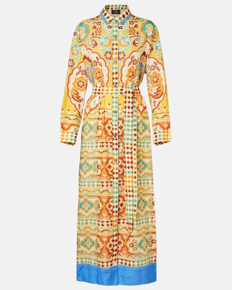 Etro Midikleid aus Baumwolle und Seide Multicolor
