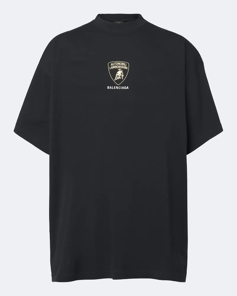 Balenciaga X Lamborghini T-Shirt aus Baumwoll-Jersey Schwarz