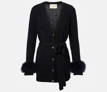 Cardigan aus Schurwolle mit Federn