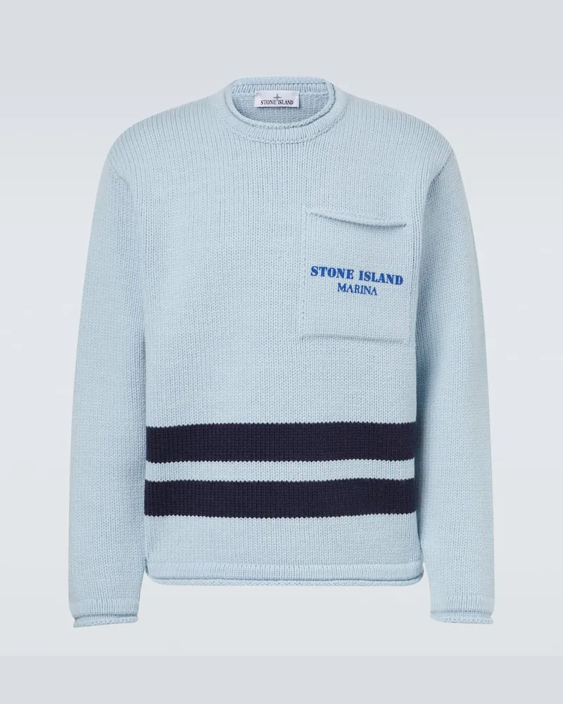 Stone Island Pullover Marina aus Jacquard aus Schurwolle Blau