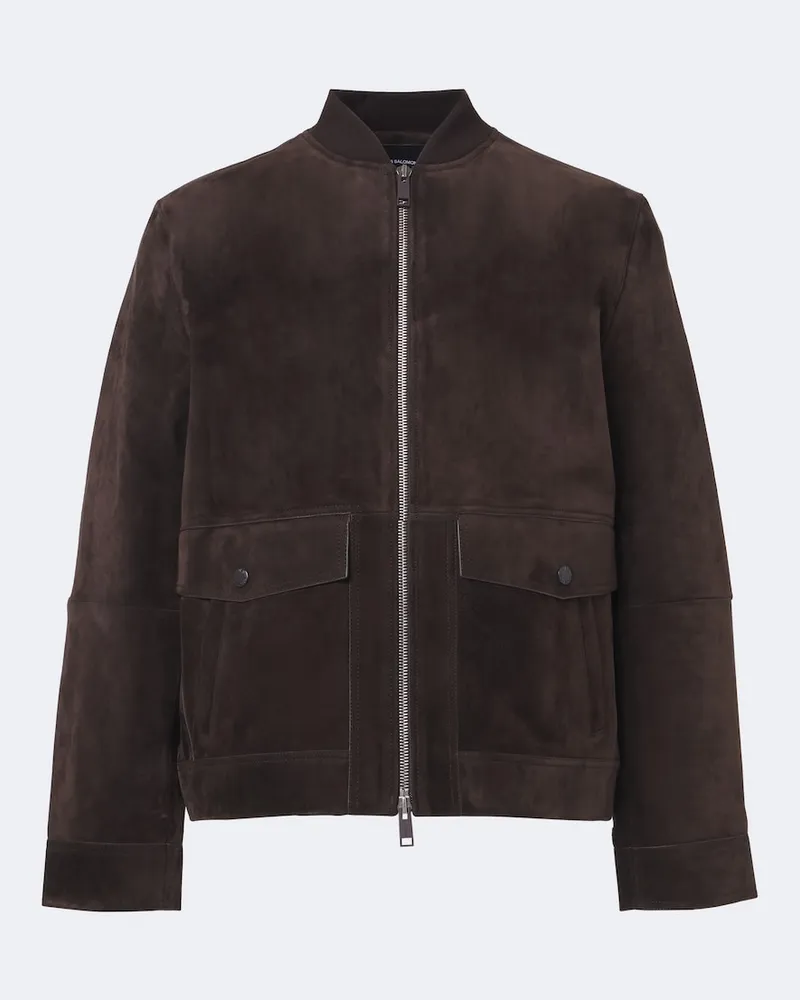 Yves Salomon Bomberjacke aus Veloursleder Braun