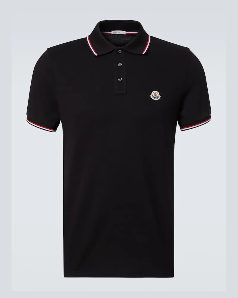 Moncler Polohemd aus Baumwoll-Piqué Schwarz