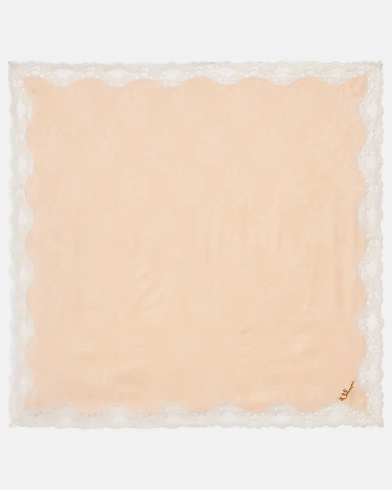 Chloé Chloé Verziertes Tuch aus Seiden-Jacquard mit Spitze Rosa