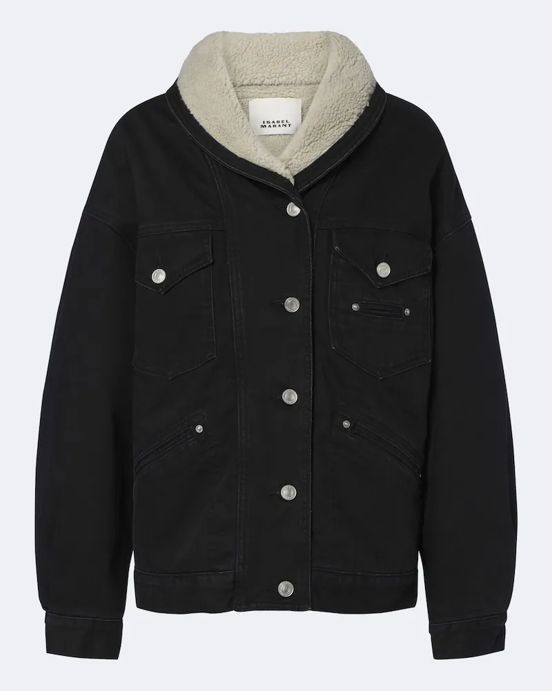 Isabel Marant Jeansjacke Pimia mit Fleece Schwarz
