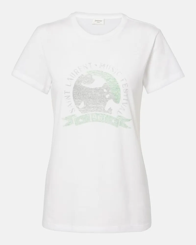 Saint Laurent T-Shirt Music Festival Weiß