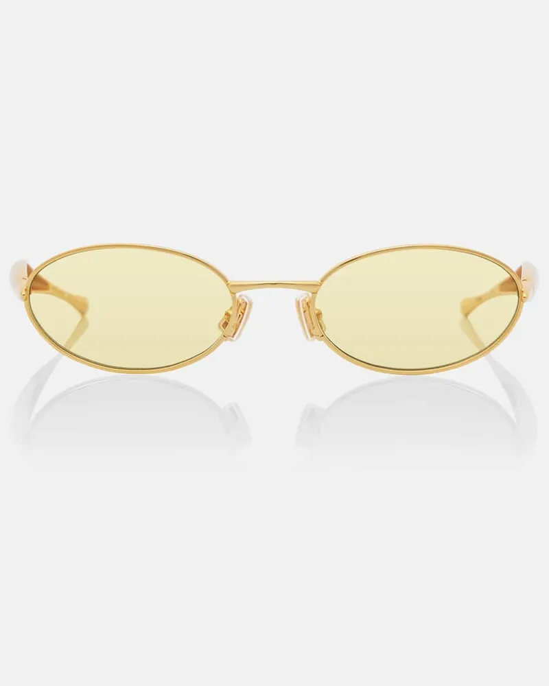 Bottega Veneta Ovale Sonnenbrille Sardine Gold