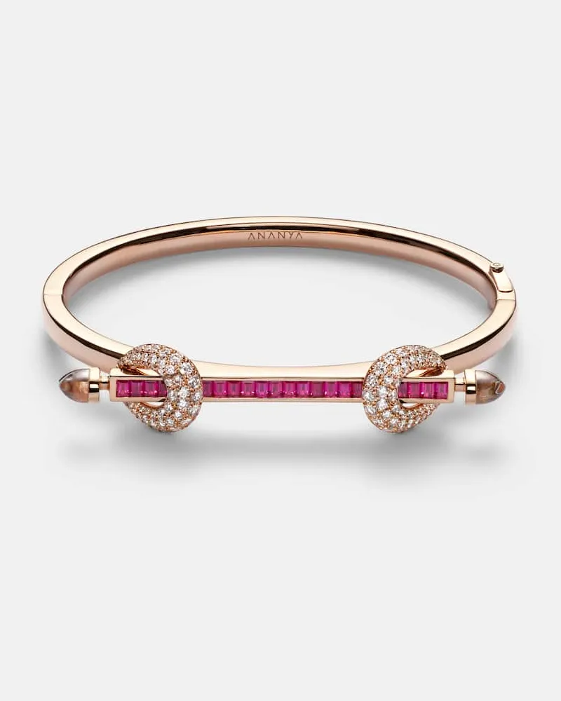 Ananya Armreif Chakra Icon aus 18kt Roségold mit Diamanten, Rubinen und Quarz Gold