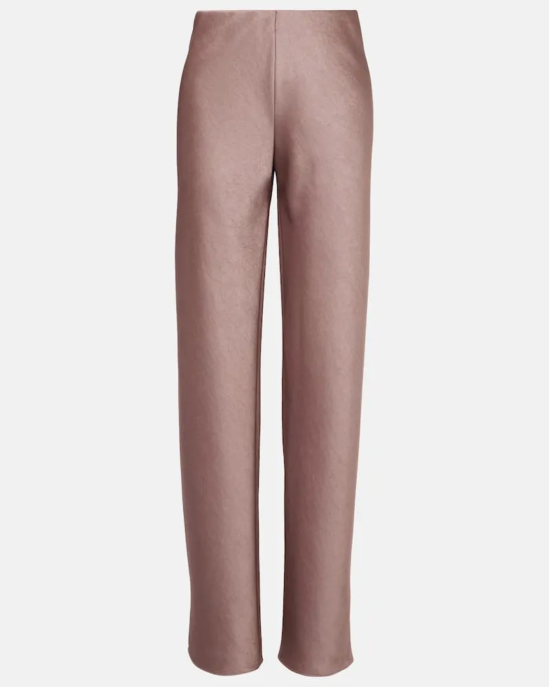 Vince Gerade High-Rise-Hose aus Satin Pink