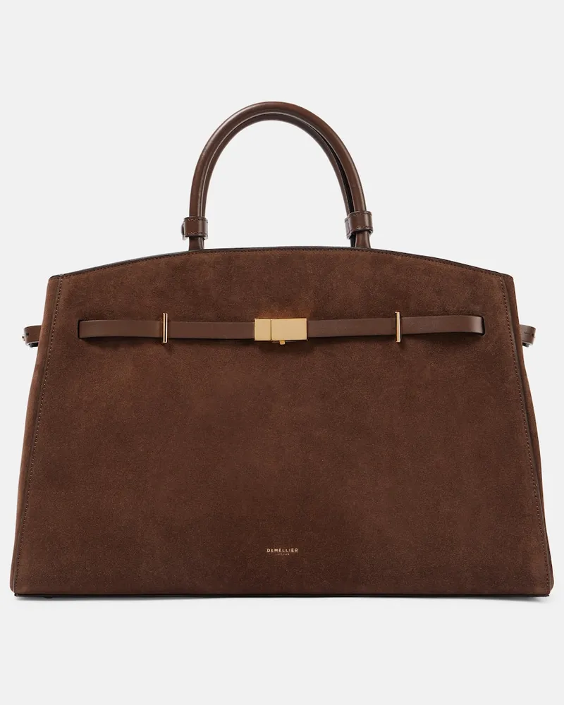 DeMELLIER Tote Hudson Small aus Veloursleder Braun