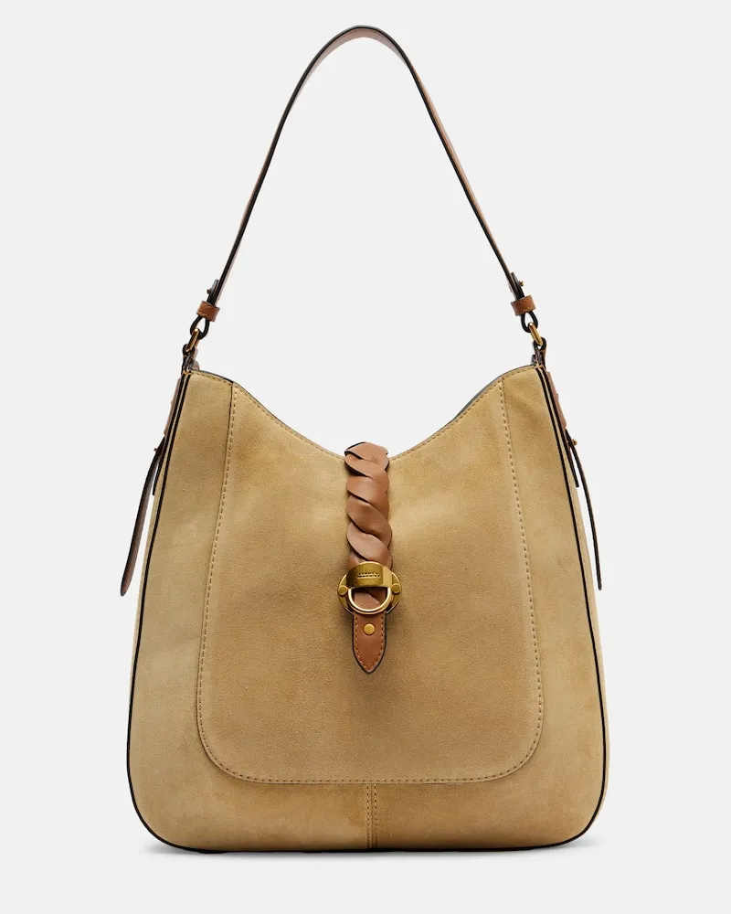 Isabel Marant Schultertasche Altay aus Veloursleder Beige
