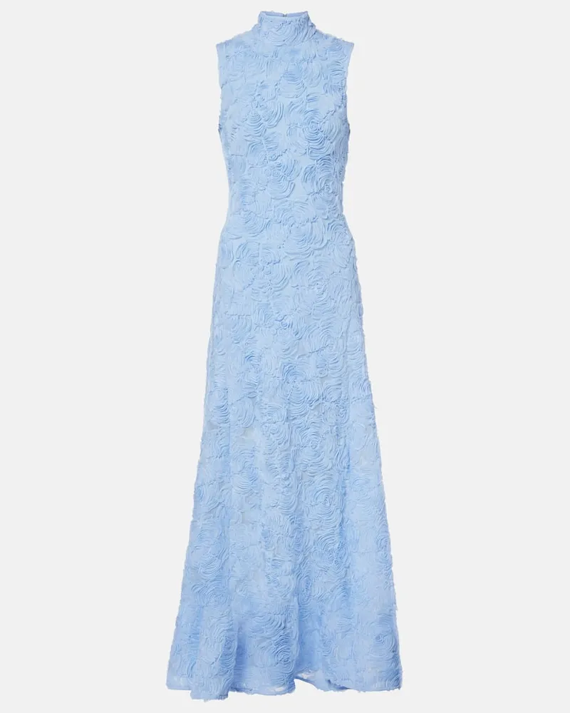 ROTATE Birger Christensen Besticktes Maxikleid aus Mesh Blau