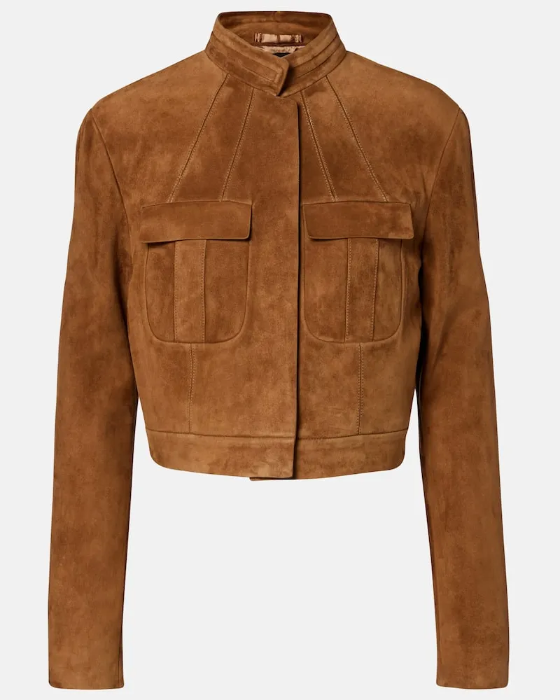 Tom Ford Cropped-Jacke aus Veloursleder Braun