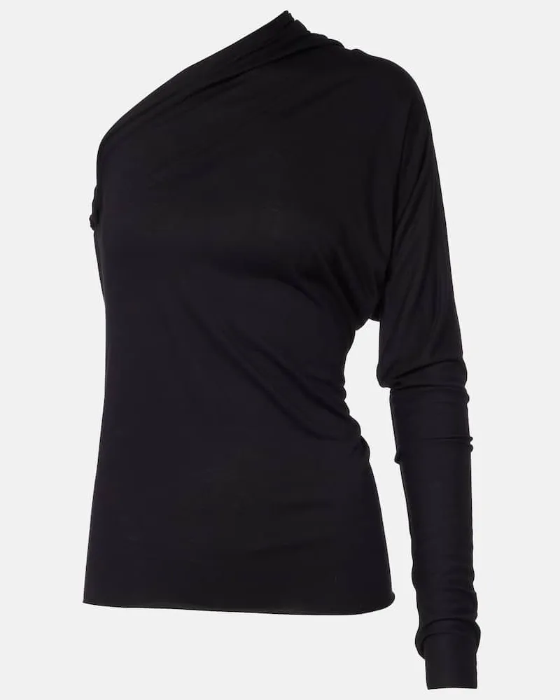 Rick Owens One-Shoulder-Top Diana aus Jersey Schwarz