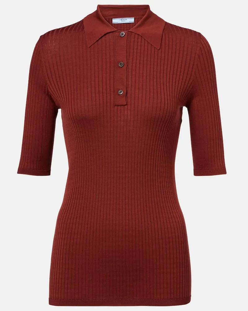Prada Polopullover aus einem Baumwollgemisch Orange