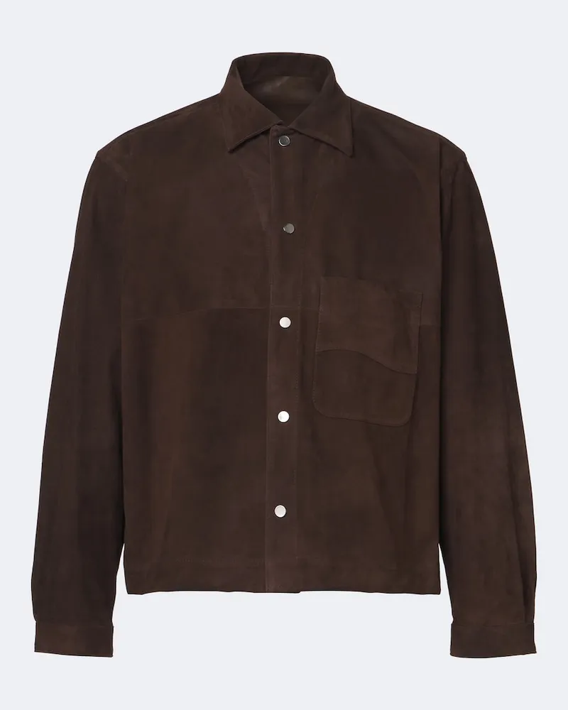 Stoffa Stòffa Jacke Wave aus Veloursleder Braun