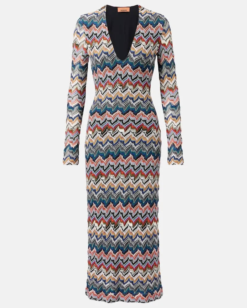 Missoni Midikleid aus Häkelstrick Multicolor
