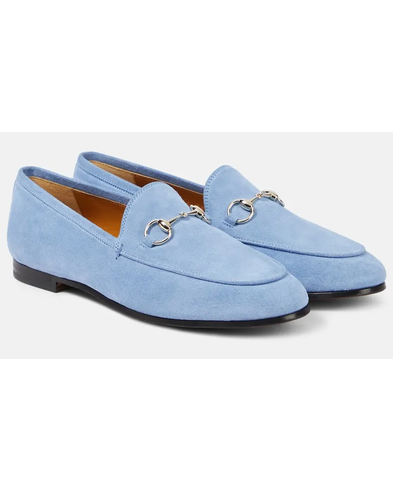 Gucci Loafers  Jordaan Horsebit aus Veloursleder Blau