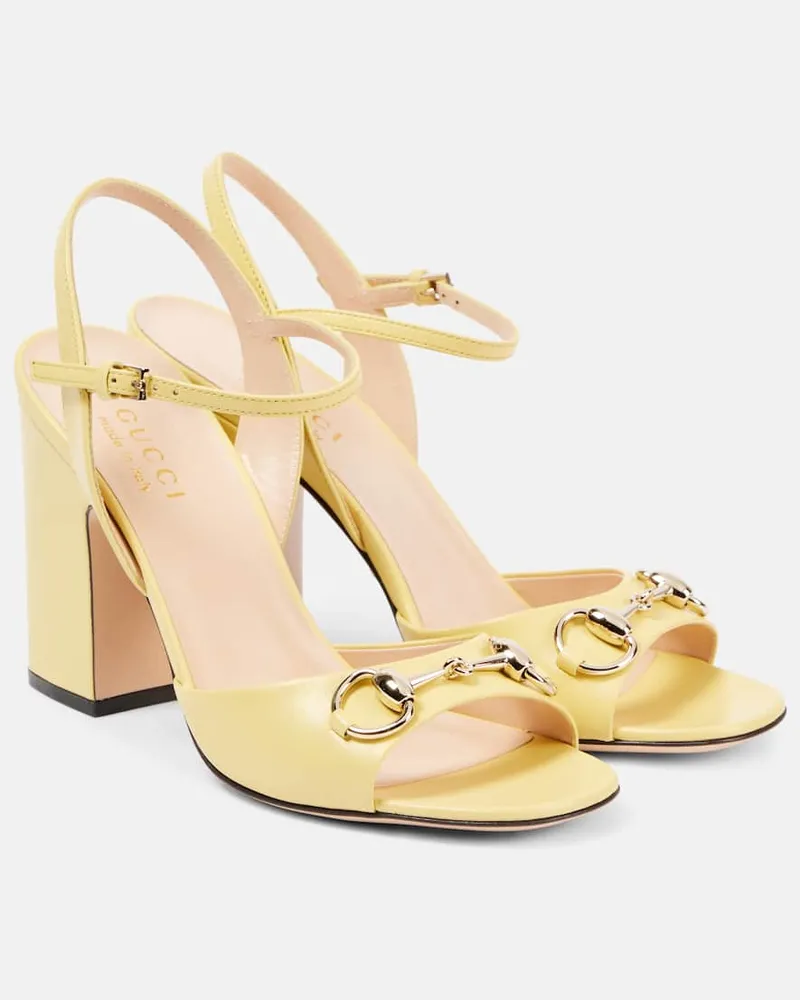 Gucci Sandalen Horsebit aus Leder Gelb