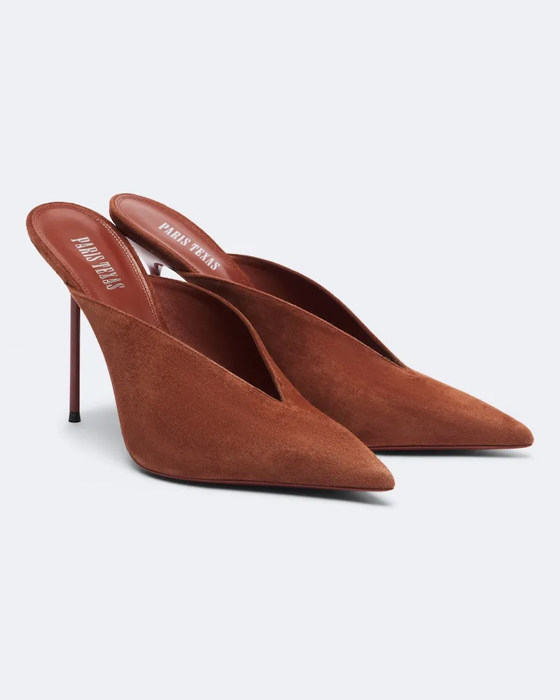 Paris Texas Mules Lidia aus Veloursleder Braun