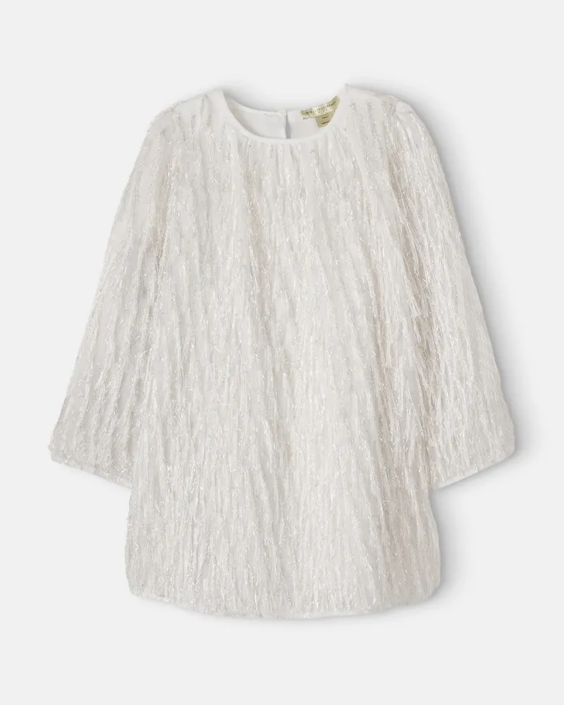 Stella McCartney Kids Verziertes Kleid mit Fransen Weiß