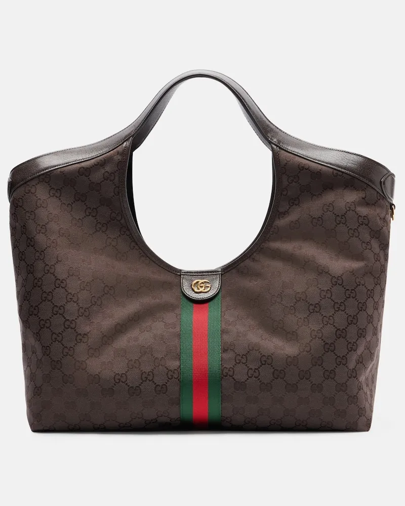 Gucci Tote Bag Gucci Giglio Large GG aus Canvas Braun