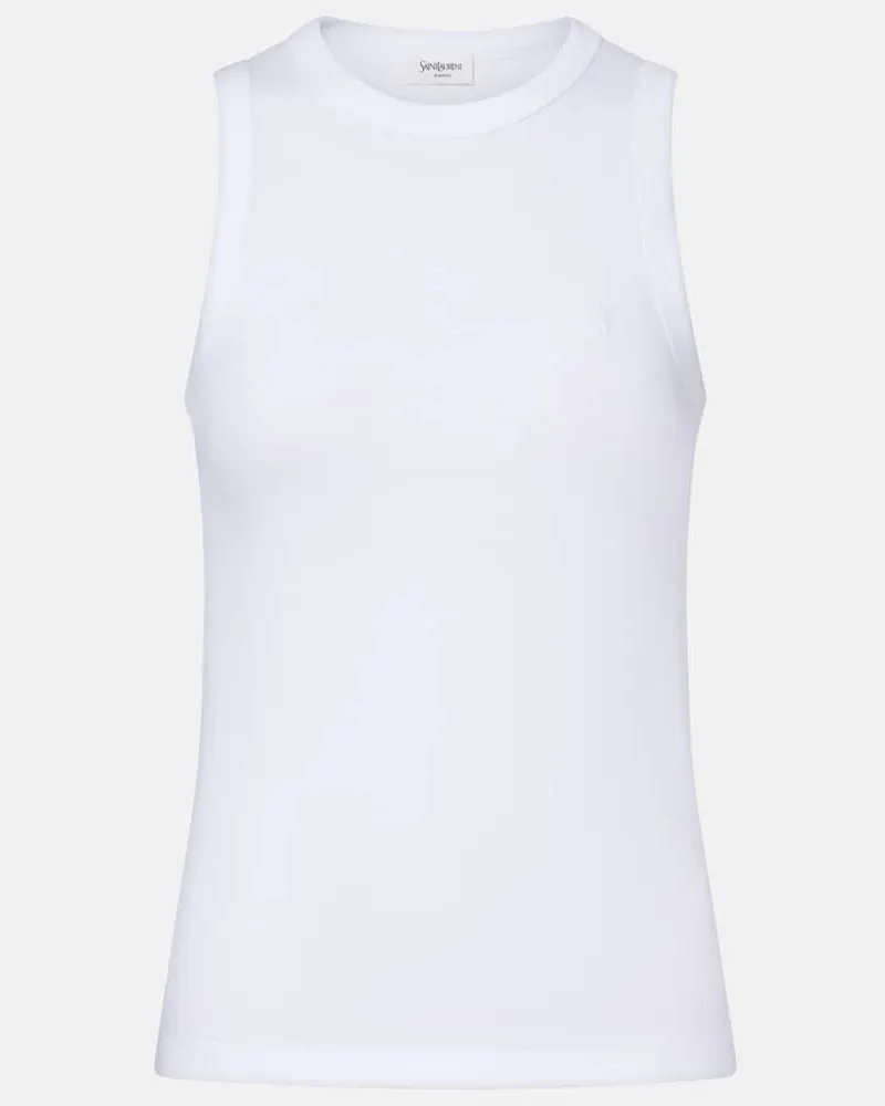 Saint Laurent Top Cassandre aus Baumwolle Weiß