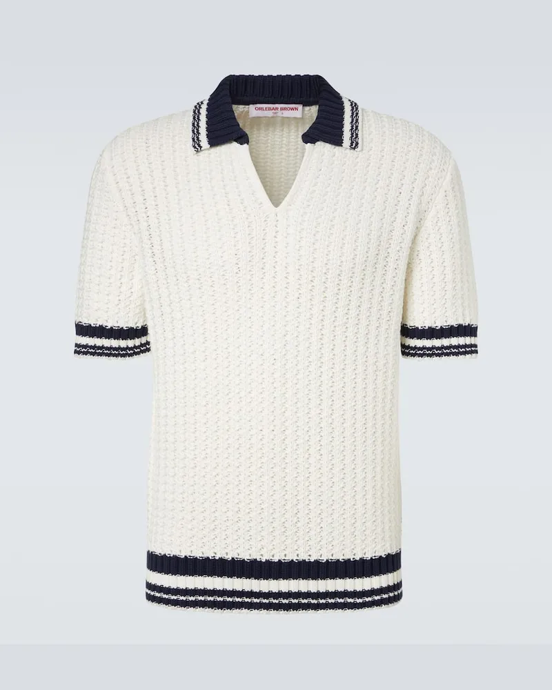Orlebar Brown Polohemd Swift aus Häkelstrick Weiß