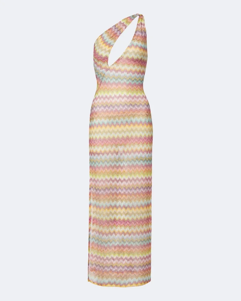 Missoni One-Shoulder Maxikleid aus Lamé Multicolor