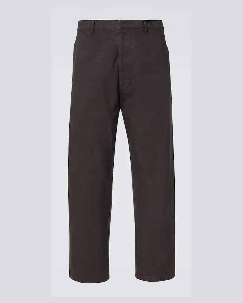 Prada Gerade Hose aus Baumwolle mit Leder Braun