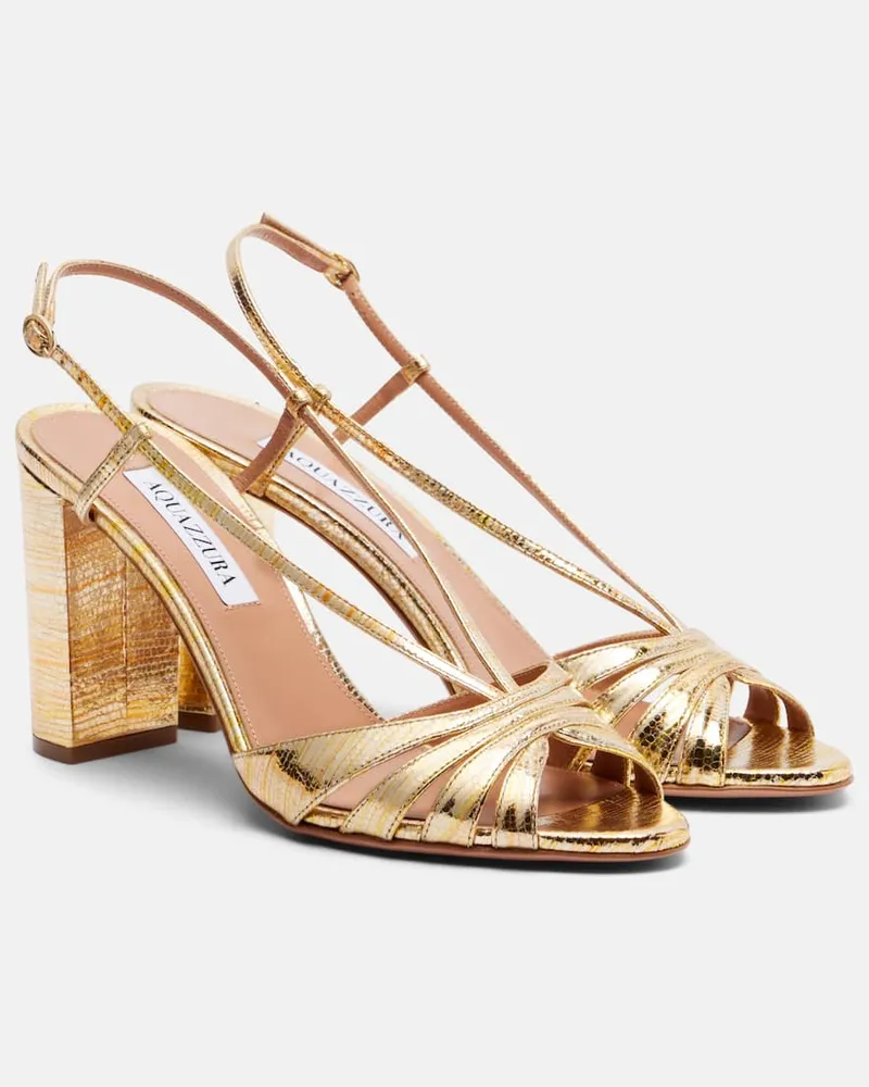 Aquazzura Sandalen Aimée 85 aus Metallic-Leder Gold