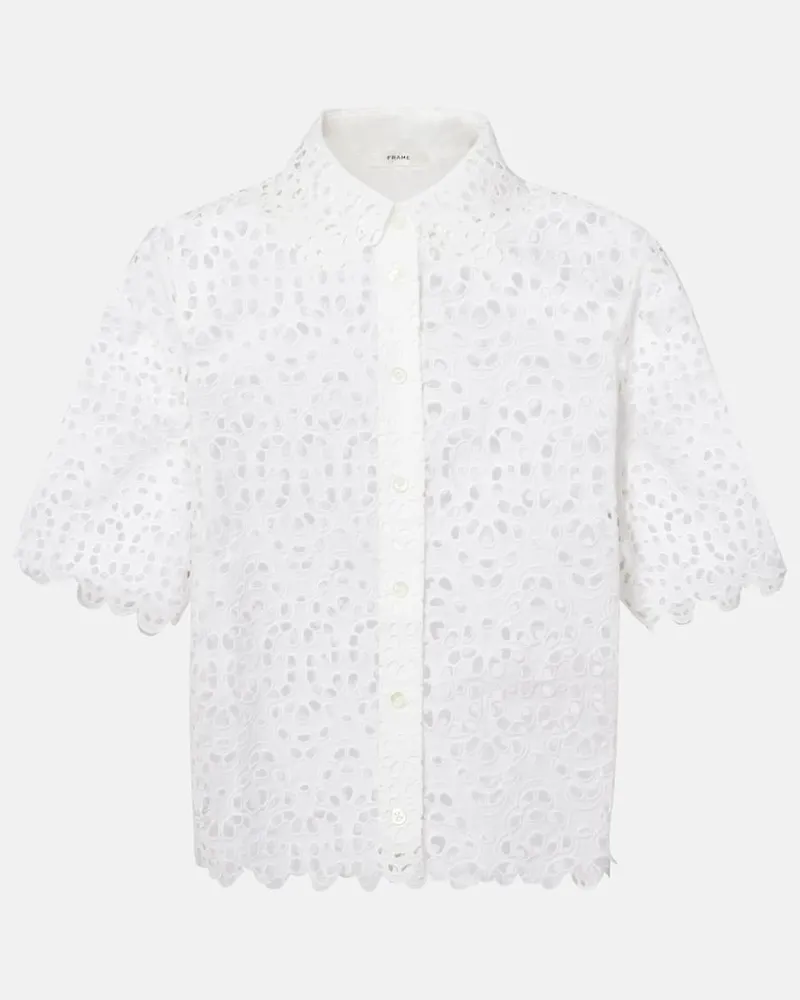 Frame Denim Hemd The Deco Eyelet aus Baumwolle Weiß