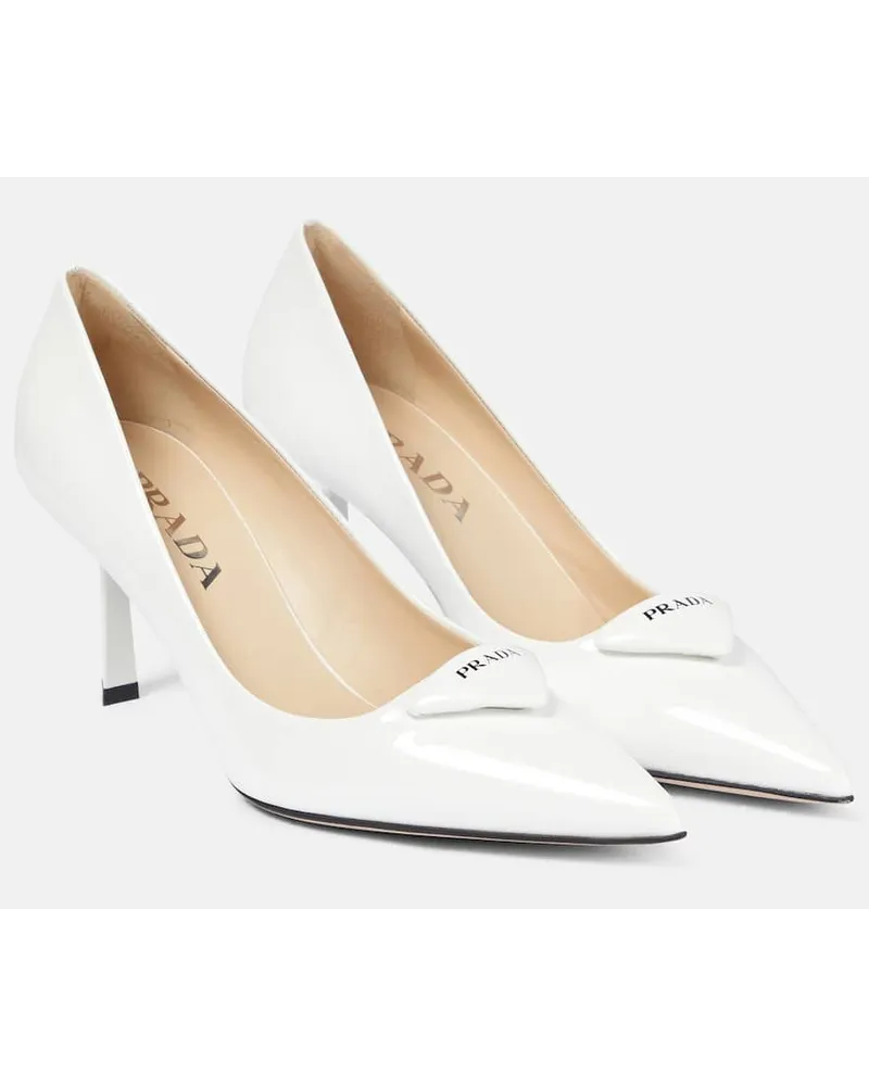 Prada Pumps aus Lackleder Weiss