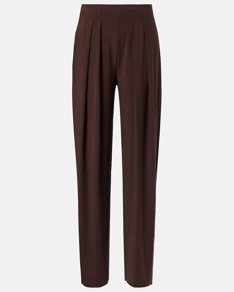 Norma Kamali Weite High-Rise-Hose aus Jersey Braun