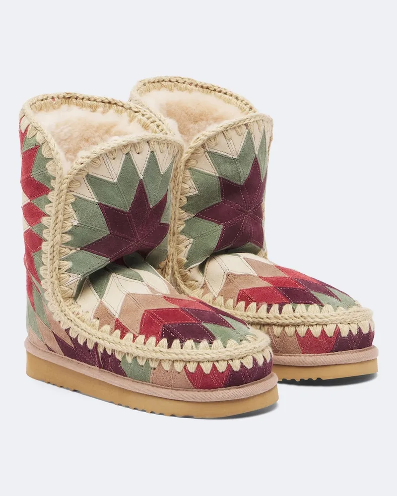 Mou Ankle Boots aus Veloursleder mit Shearling Multicolor