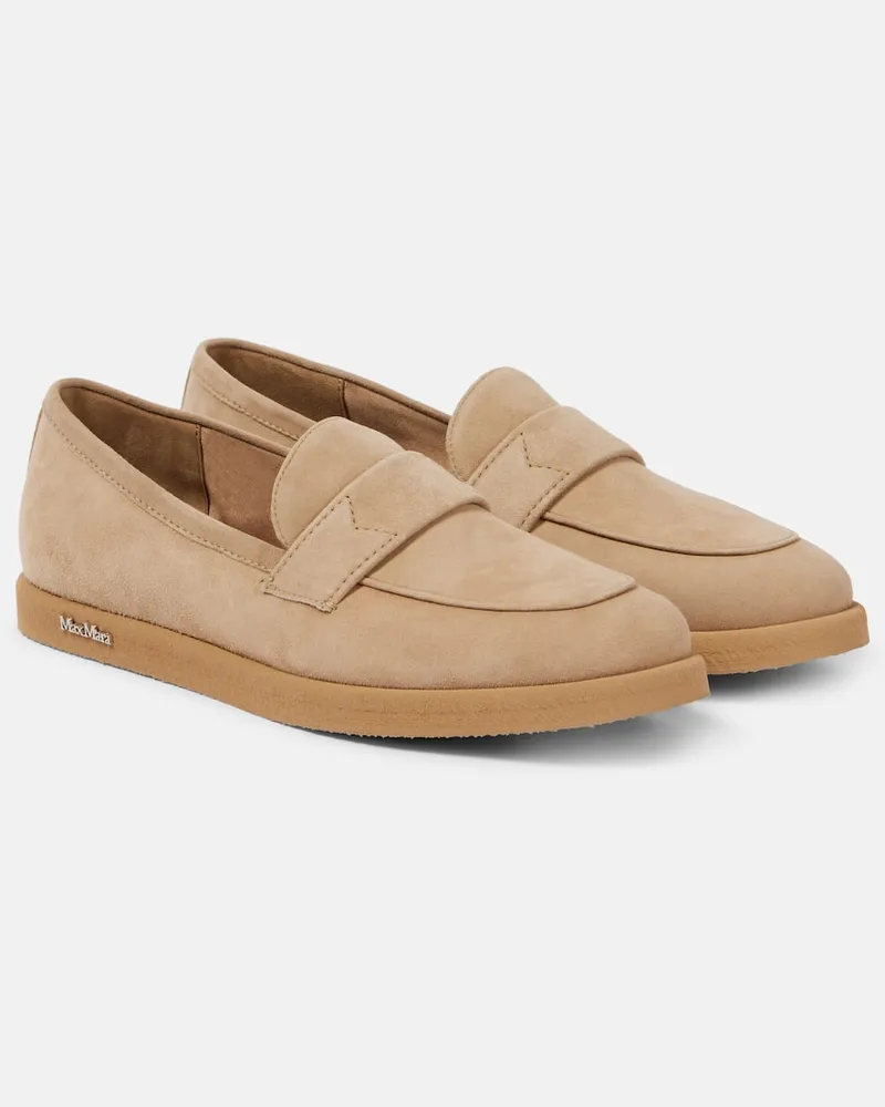 Max Mara Loafers Softmoc aus Veloursleder Braun