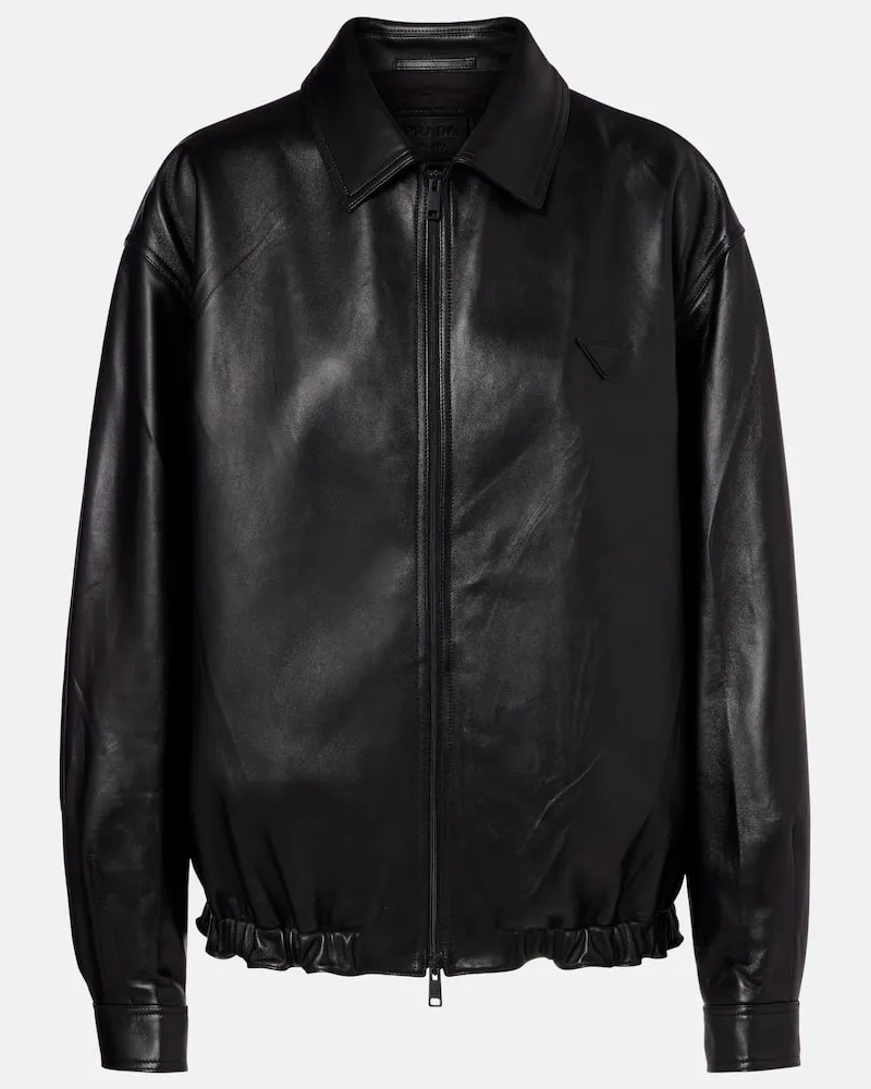 Prada Blouson aus Leder Schwarz