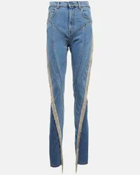 Thierry Mugler Skinny Jeans Spiral Blau