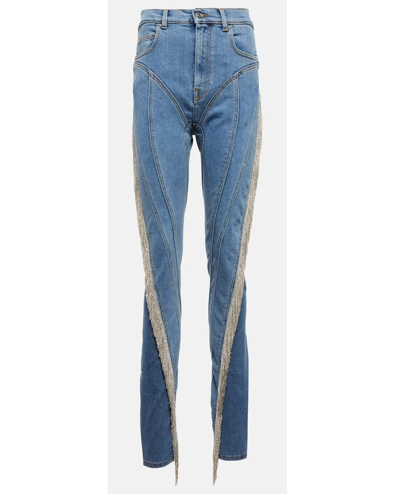 Thierry Mugler Skinny Jeans Spiral Blau