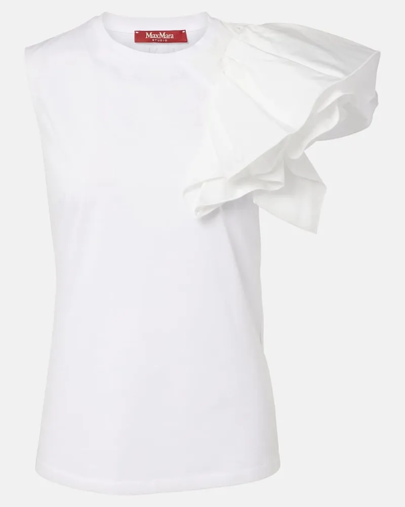Max Mara Top Elegante Taglio aus Baumwoll-Jersey Weiß