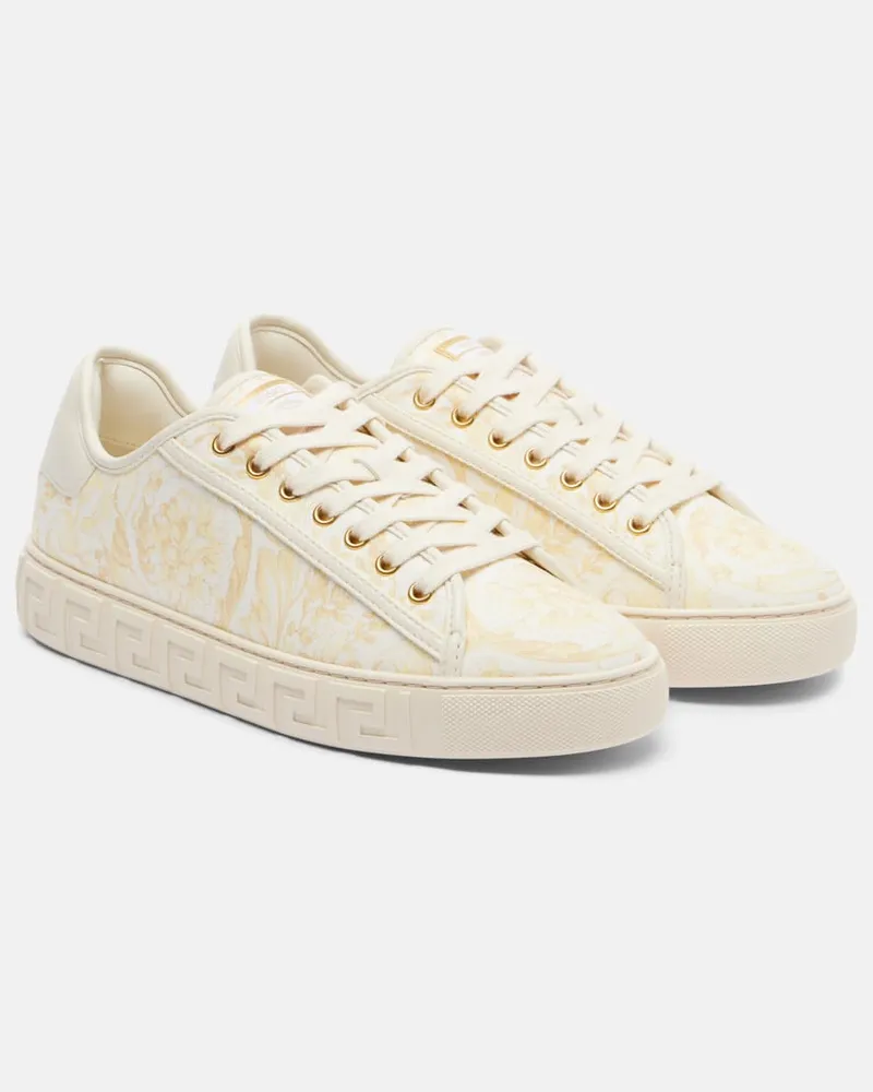 Versace Sneakers Greca aus Canvas Gelb