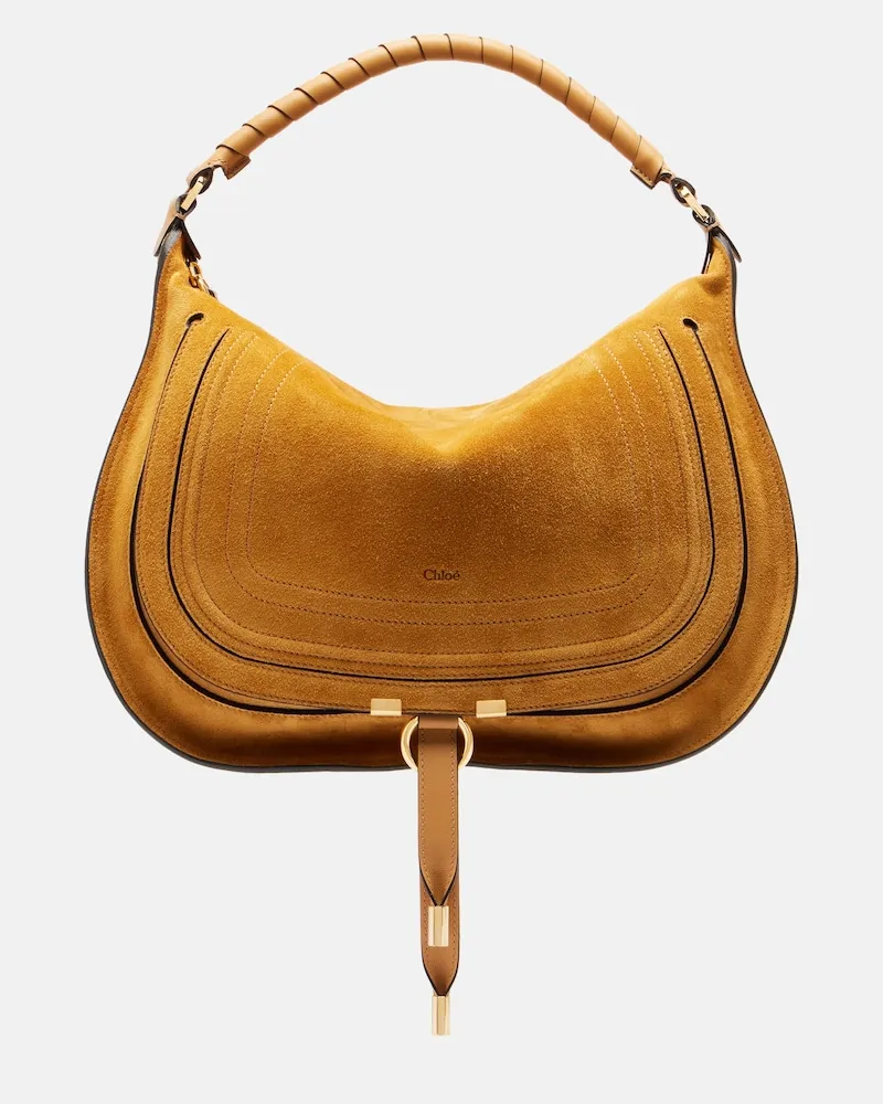 Chloé Chloé Schultertasche Marcie Medium aus Veloursleder Orange