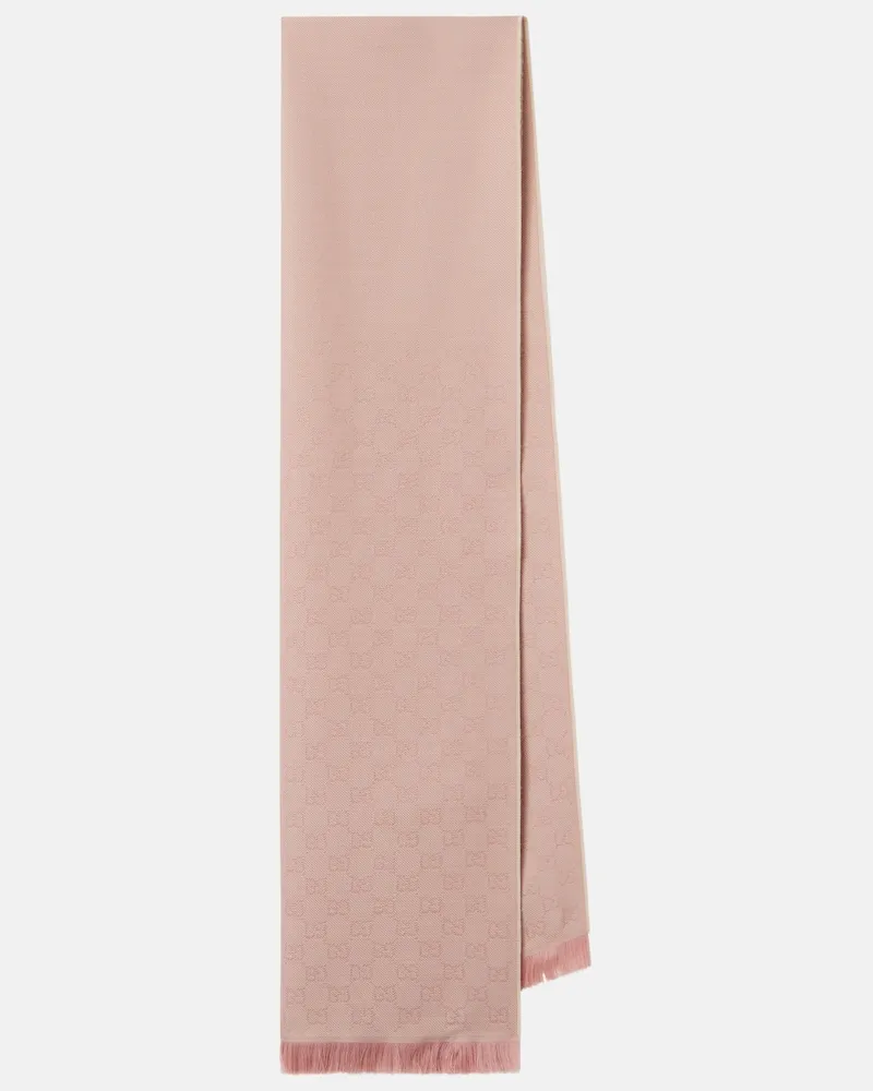 Gucci Schal GG aus Wolle Pink