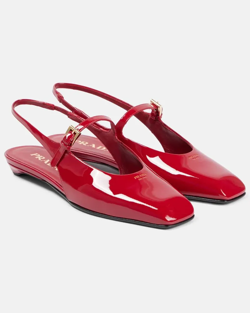 Prada Slingback-Ballerinas aus Lackleder Rot