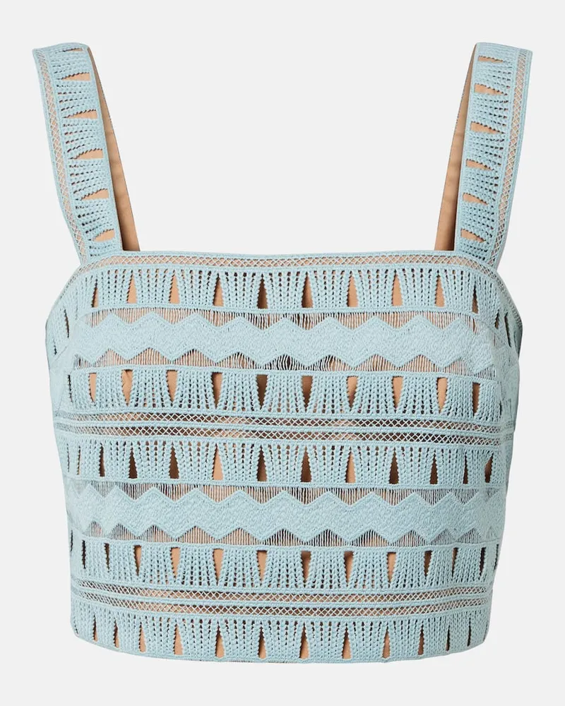 Elie Saab Cropped-Top aus einem Seidengemisch Blau