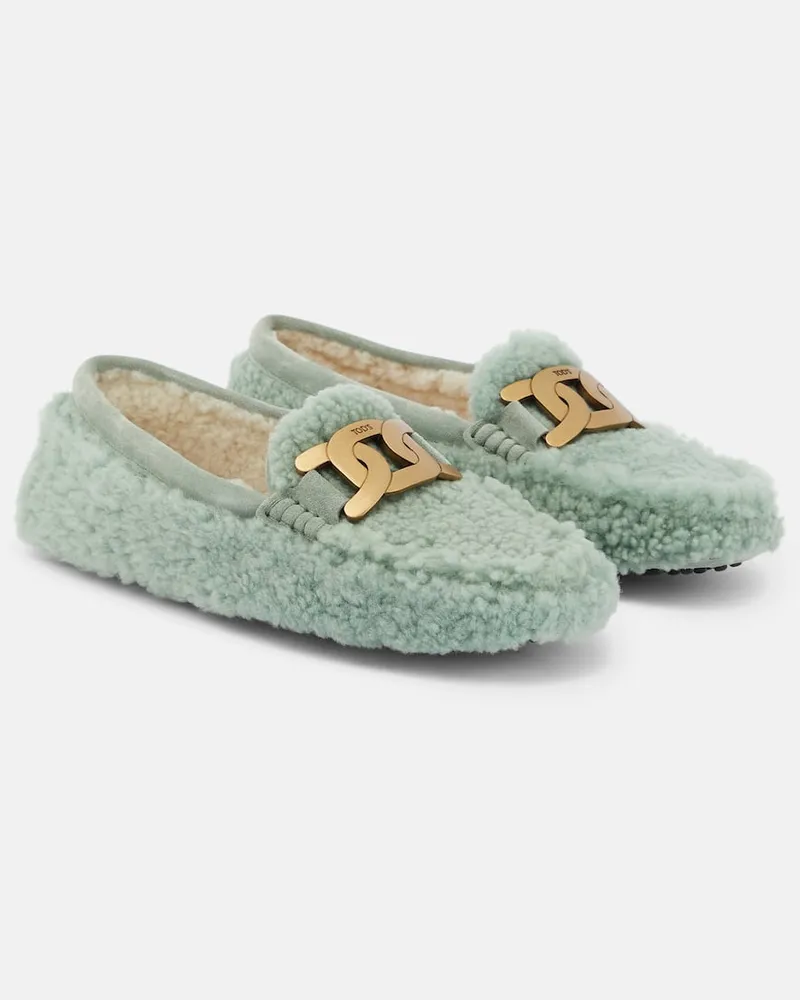 TOD'S Mokassins Gommino aus Shearling Grün