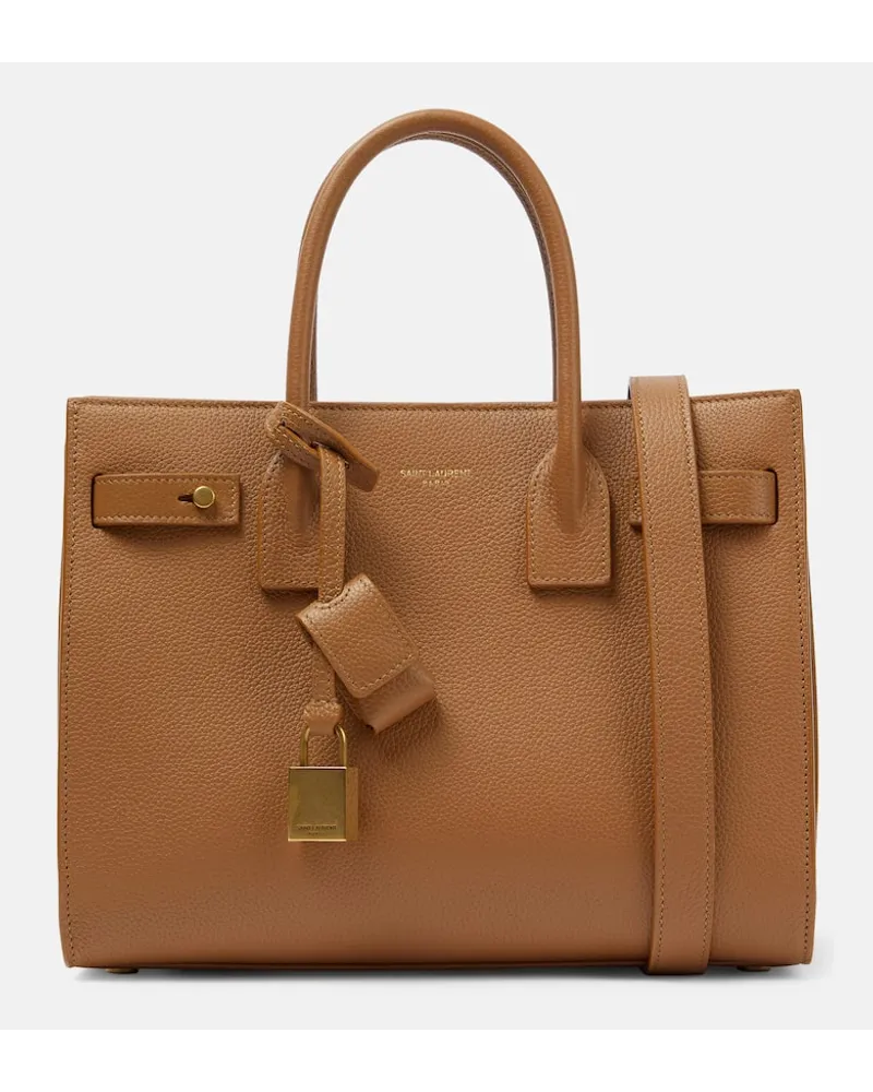 Saint Laurent Tote Sac De Jour Baby aus Leder Braun